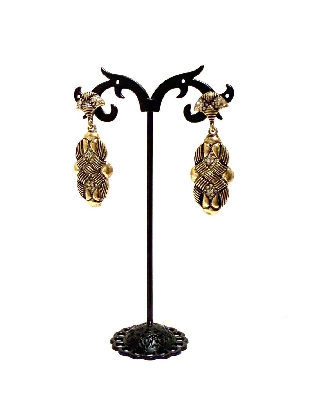 Golden Basketweave Drop Earrings Vintage Inspired NWT